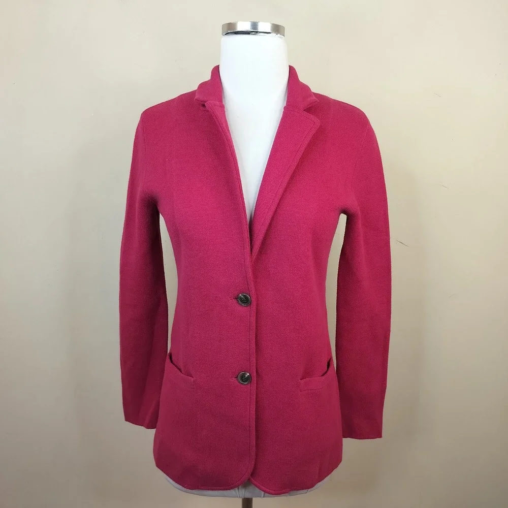 J.Crew Sweater Knit Blazer XXS Cotton Casual Preppy Pink Button Up